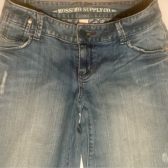 Mossimo Supply Co Extra Wide Jeans Low Rise Juniors 7 Light Blue Wash Distressed - Picture 6 of 14